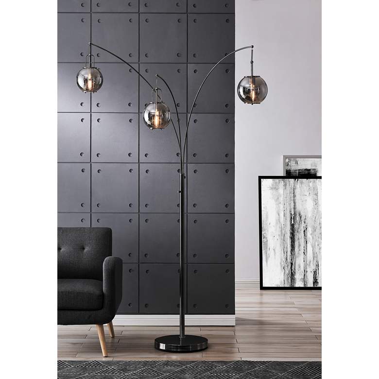 Image 1 Lite Source Kaira 89" Gunmetal Finish 3-Light Modern Arc Floor Lamp