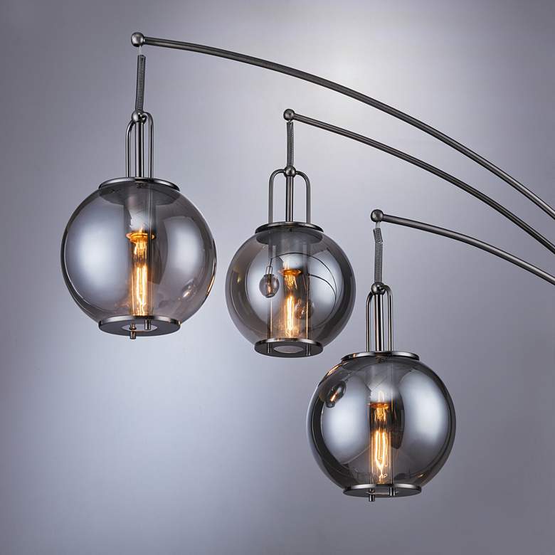 Image 3 Lite Source Kaira 89" Gunmetal Finish 3-Light Modern Arc Floor Lamp more views