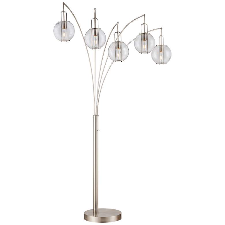 Image 2 Lite Source Kaira 92" Nickel and Clear Glass 5-Light Arc Floor Lamp