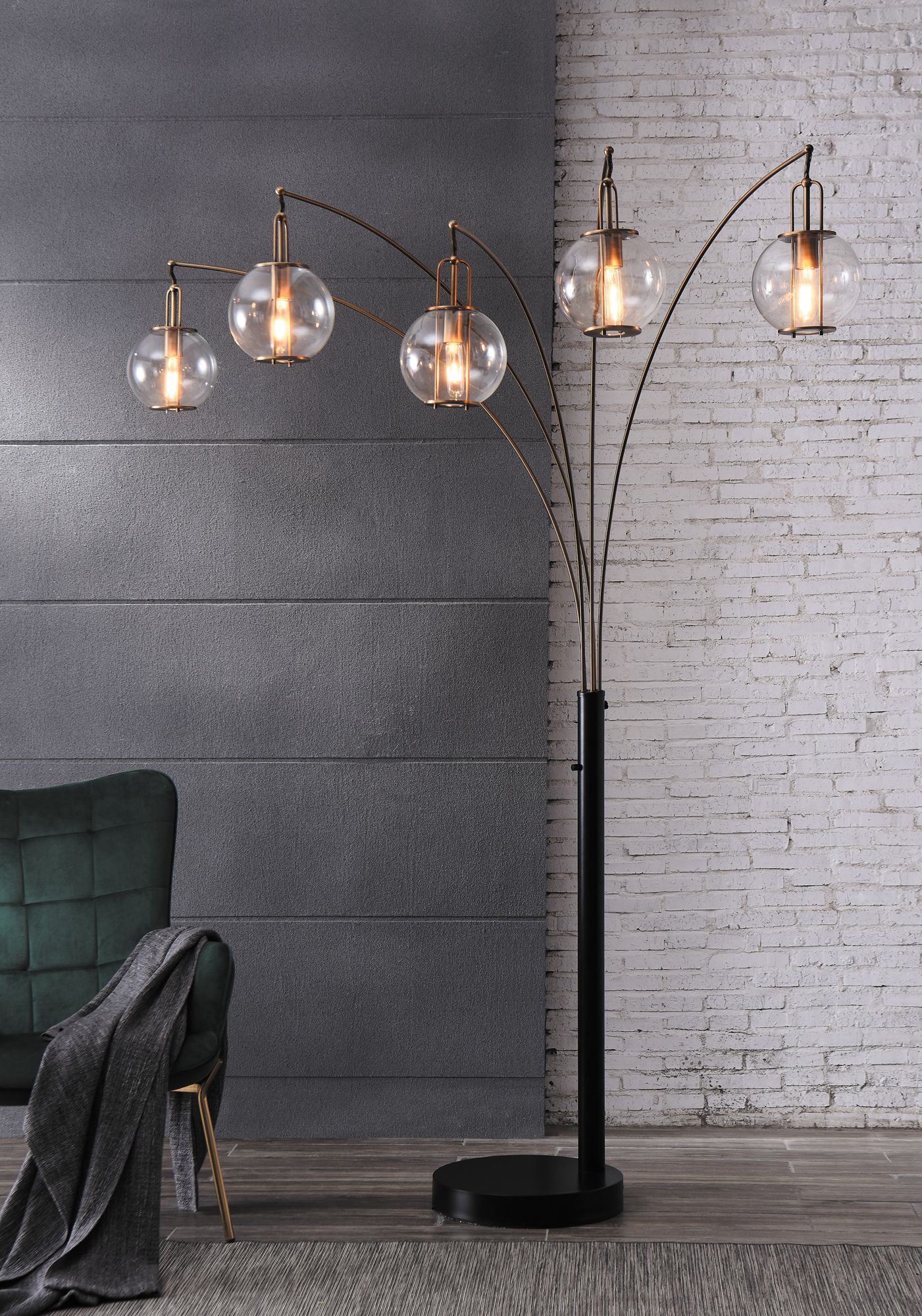 black 5 light floor lamp