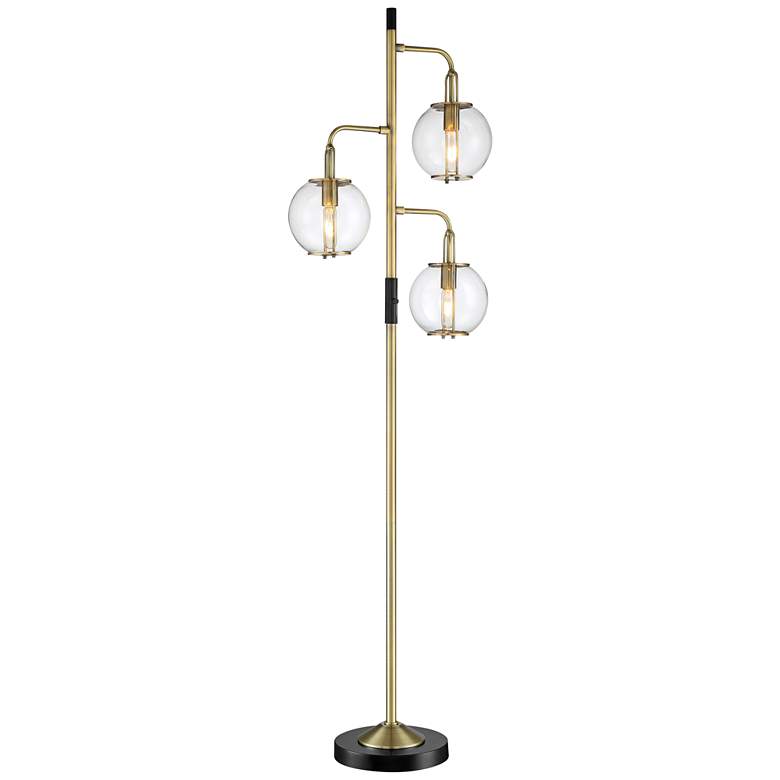 Image 1 Lite Source Kaira Black Antique Brass 3-Light Floor Lamp