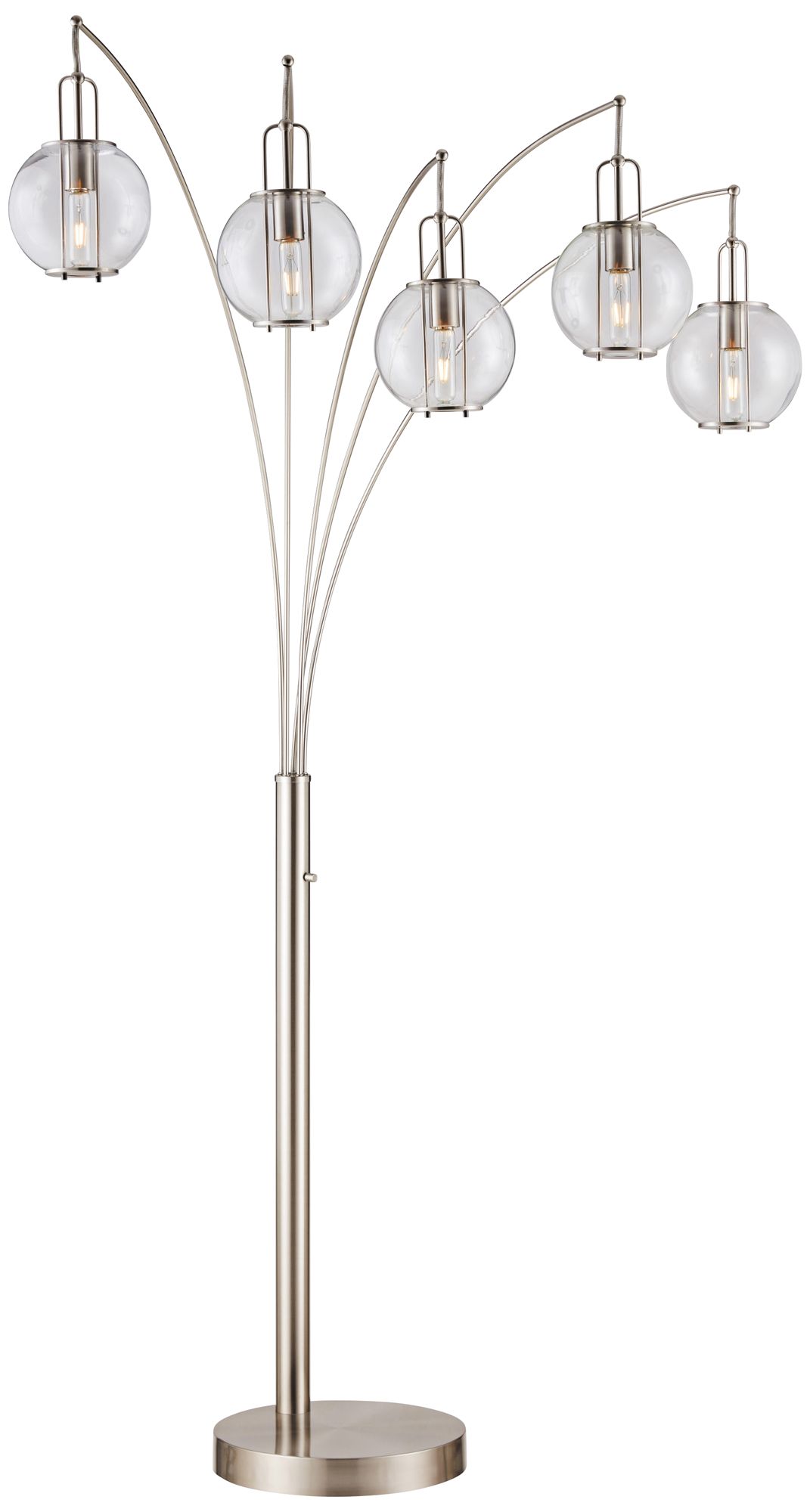 Lite Source Kaira Brushed Nickel and Clear Glass 5-Light Arc Floor Lamp