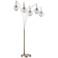 Lite Source Kaira Brushed Nickel and Clear Glass 5-Light Arc Floor Lamp