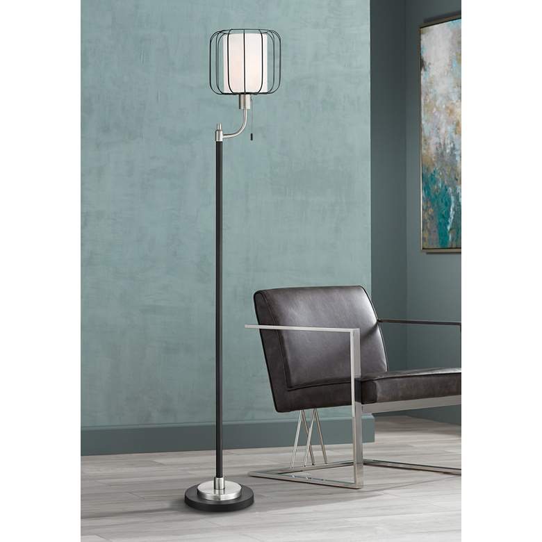 Image 1 Lite Source Kaleria 65 1/2 inch Brushed Nickel Metal Floor Lamp