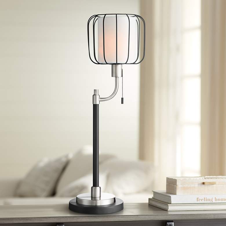 Image 1 Lite Source Kaleria Brushed Nickel Uplight Table Lamp