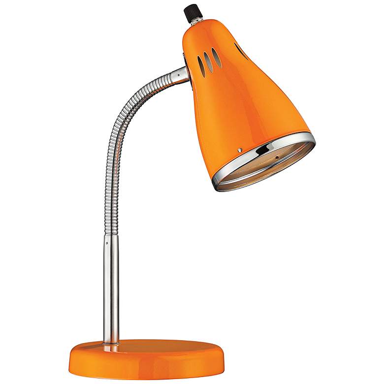 Image 1 Lite Source Kris Retro Chrome Gooseneck Orange Desk Lamp