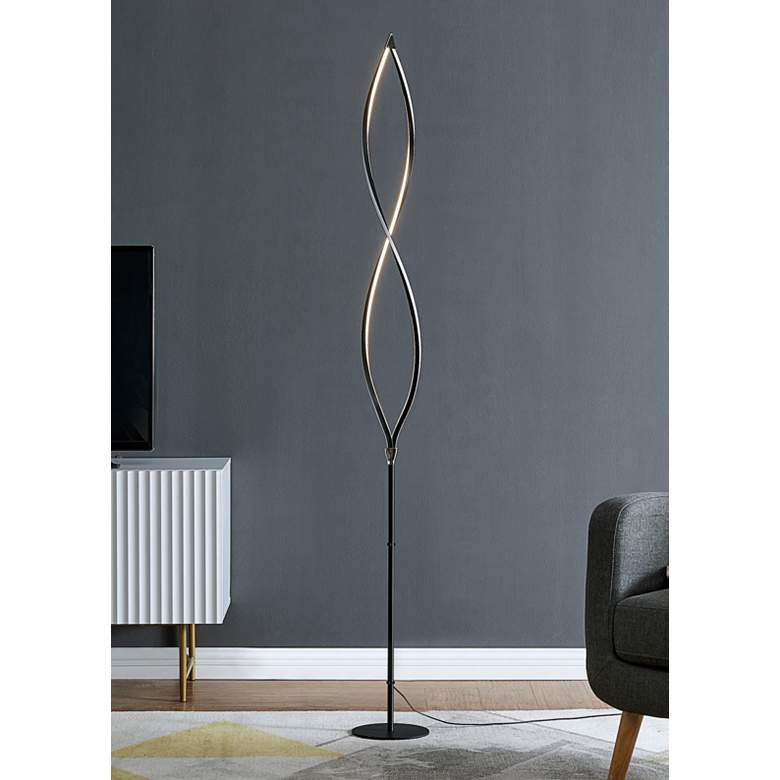 Image 1 Lite Source Kyle 70" High Black Metal Modern LED Floor Lamp