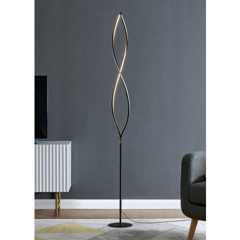 Lite Source Kylar Wood and Black LED Modern Floor Lamp