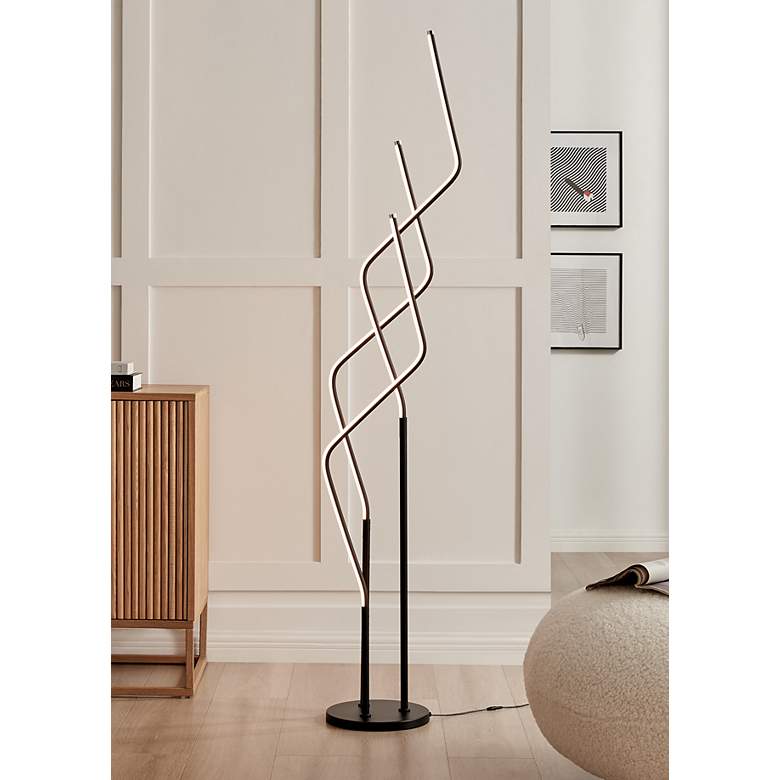 Image 1 Lite Source Kyler 68 1/2" High Black Modern Rods Floor Lamp