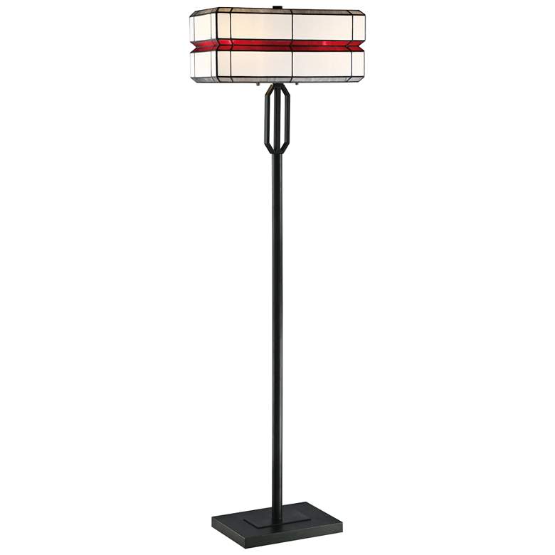 Image 1 Lite Source Lacoon Matte Black Tiffany-Style Art Glass Floor Lamp