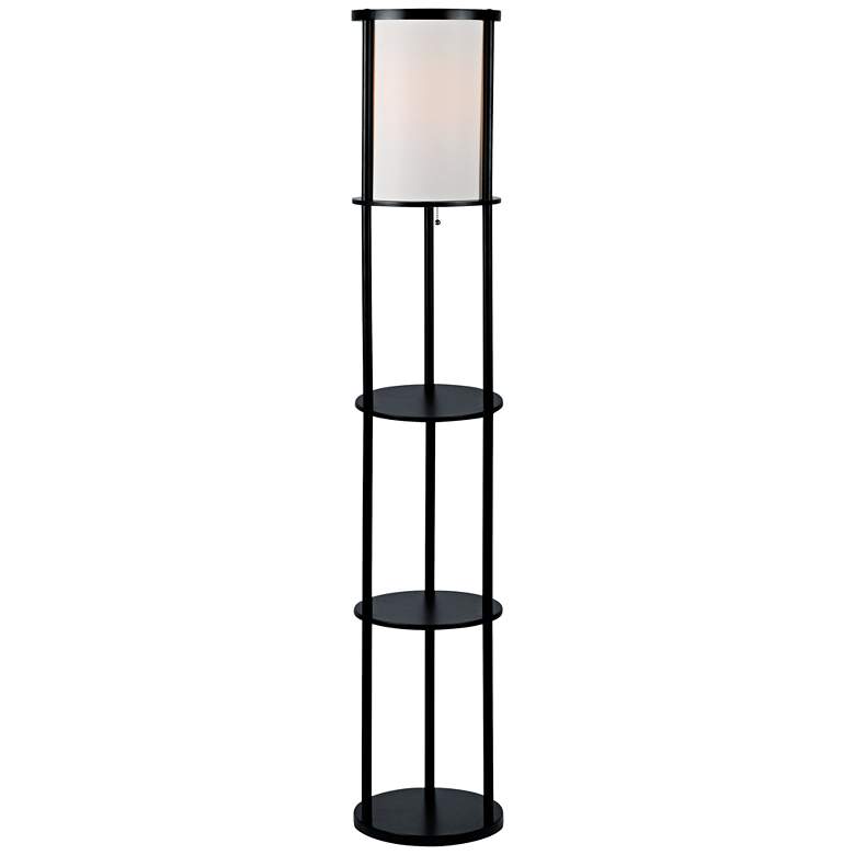 Image 1 Lite Source Laina Black 3-Tier Shelf Floor Lamp