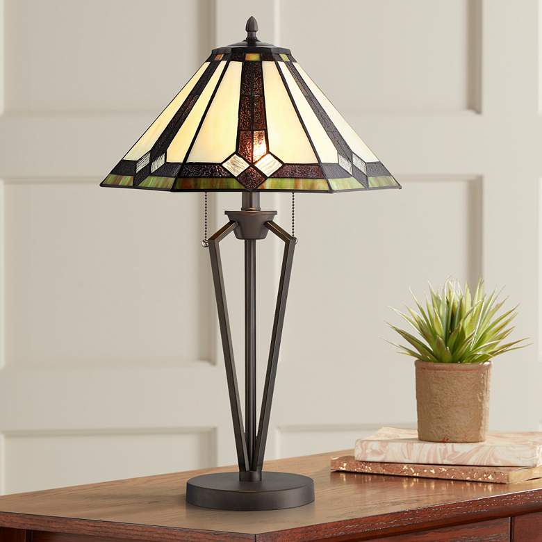Image 1 Lite Source Lance Dark Bronze Tiffany-Style Table Lamp