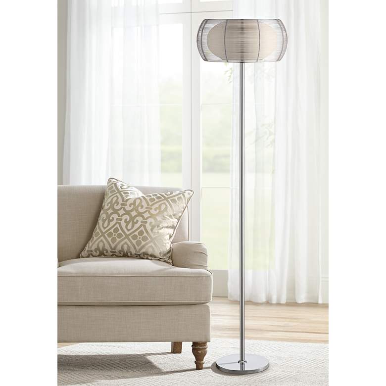 Image 1 Lite Source Lanelle 62 1/4 inch High Chrome Metal Floor Lamp