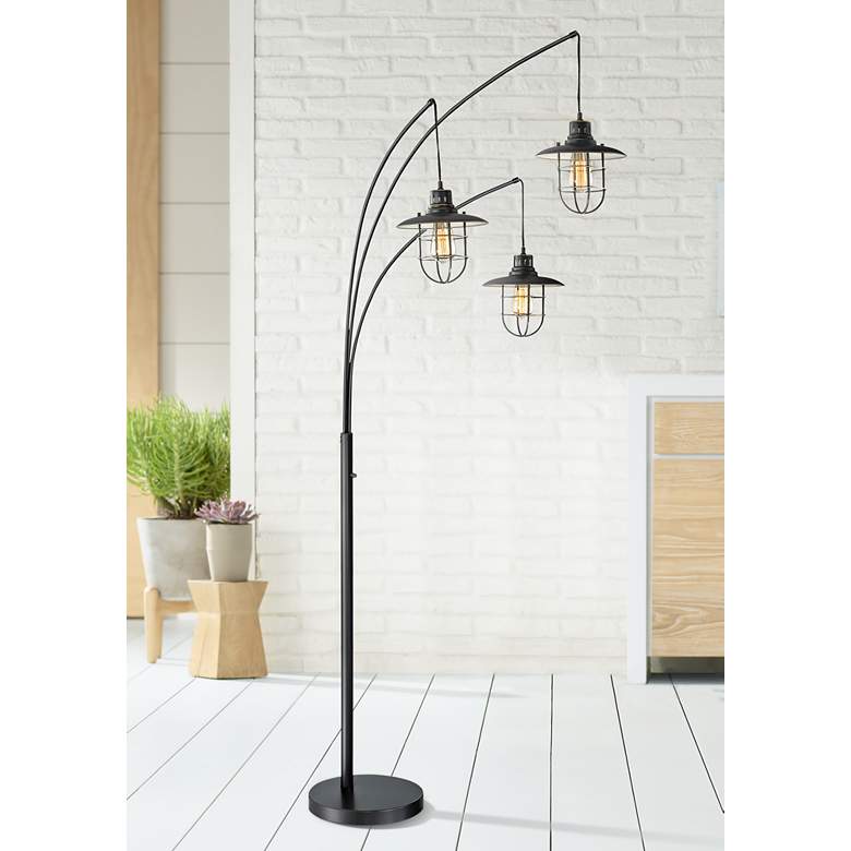 Image 1 Lite Source Lanterna II 89" Dark Bronze 3-Light Arc Floor Lamp