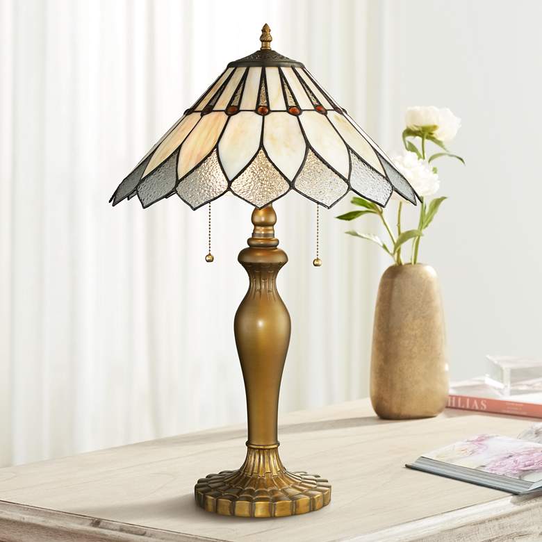 Image 1 Lite Source Lavena Brass Tiffany-Style Art Nouveau Table Lamp