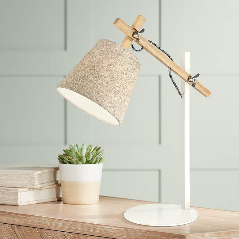Image 1 Lite Source Leann Natural Wood and White Metal Desk Lamp