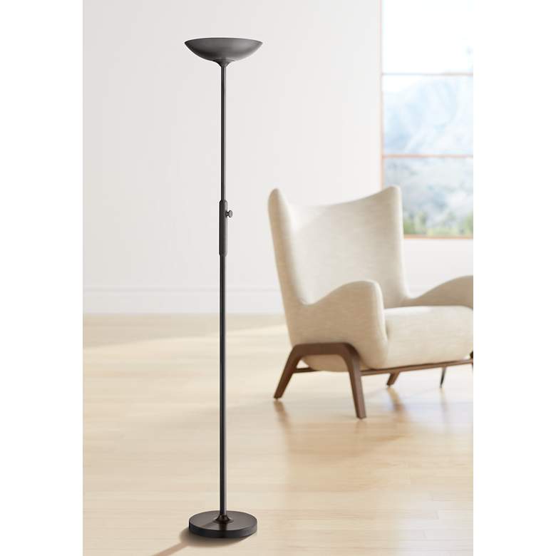 Image 1 Lite Source Lemuel II Black Finish Modern LED Torchiere Floor Lamp