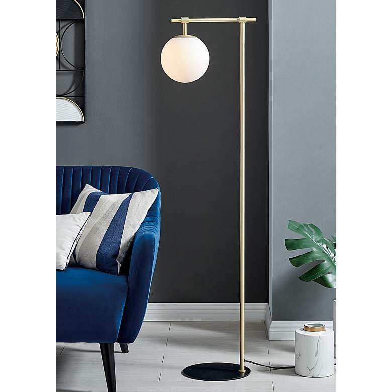 Image 1 Lite Source Lencho 58 inch High Gold and White Glass Modern Floor Lamp