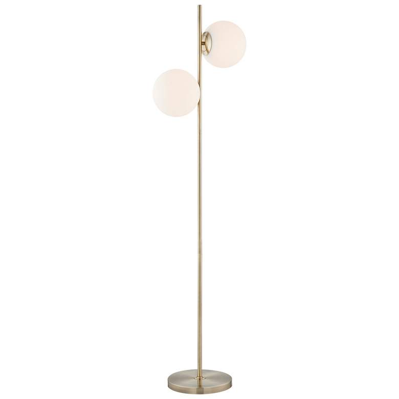 Image 1 Lite Source Lencho 64" High 2-Light Gold and Frosted Glass Floor Lamp