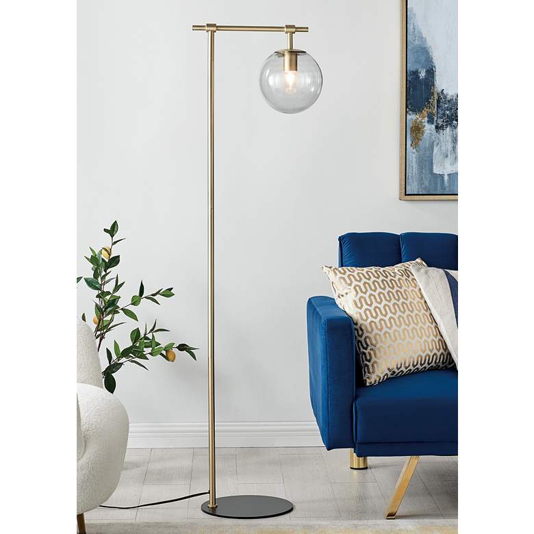 Image 1 Lite Source Lencho Smoked Glass and Gold Modern Floor Lamp