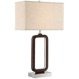Image1 of Lite Source Leonard Walnut Woodgrain LED 2-Light Table Lamp