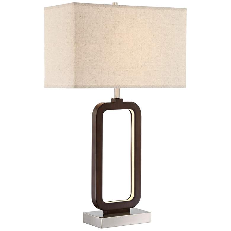 Image 1 Lite Source Leonard Walnut Woodgrain LED 2-Light Table Lamp