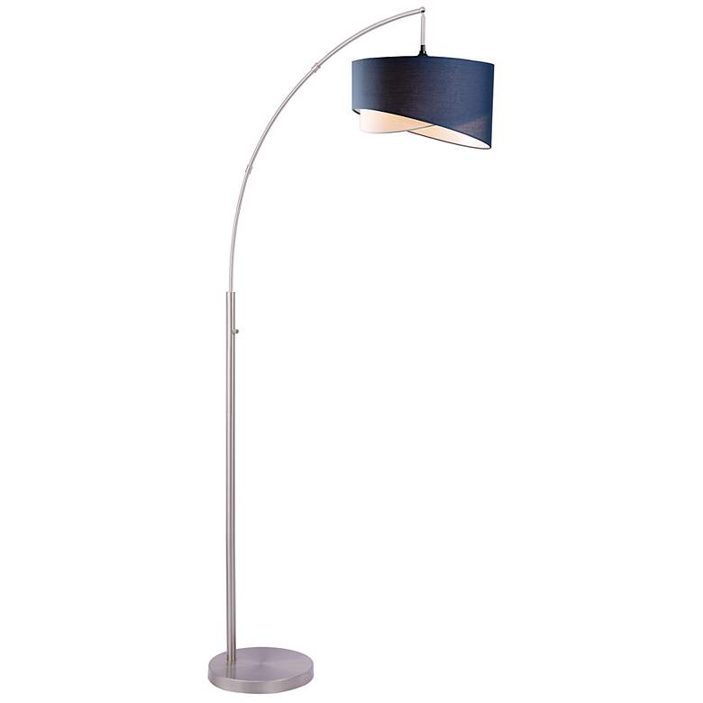 Image 2 Lite Source Leonora 86 1/2" High Blue Shade Modern Arc Floor Lamp