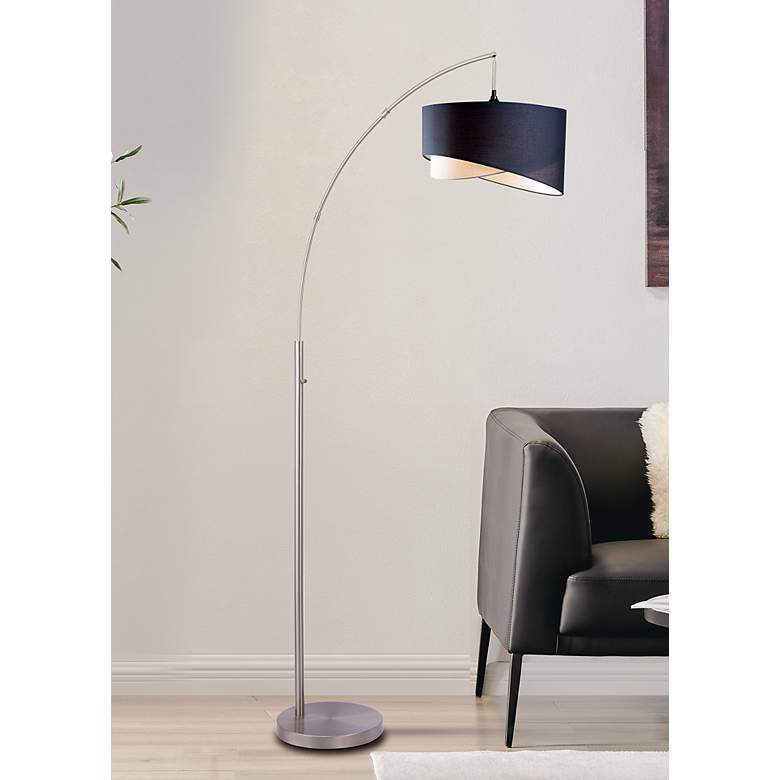 Image 1 Lite Source Leonora 86 1/2" High Blue Shade Modern Arc Floor Lamp