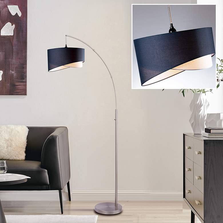 Image 5 Lite Source Leonora 86 1/2" High Blue Shade Modern Arc Floor Lamp more views