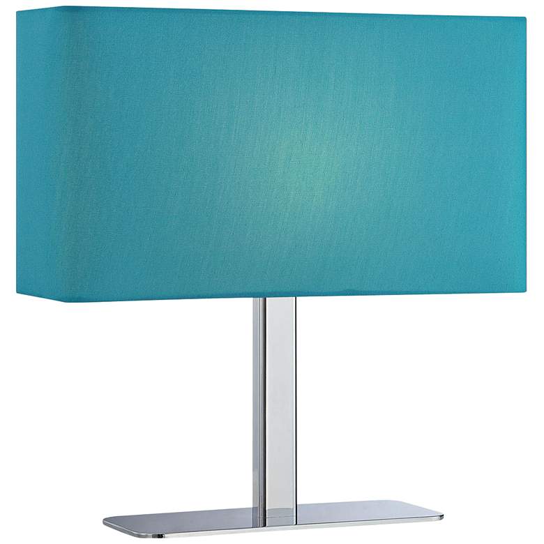 Image 1 Lite Source Levon Teal Blue Shade Rectangular Table Lamp