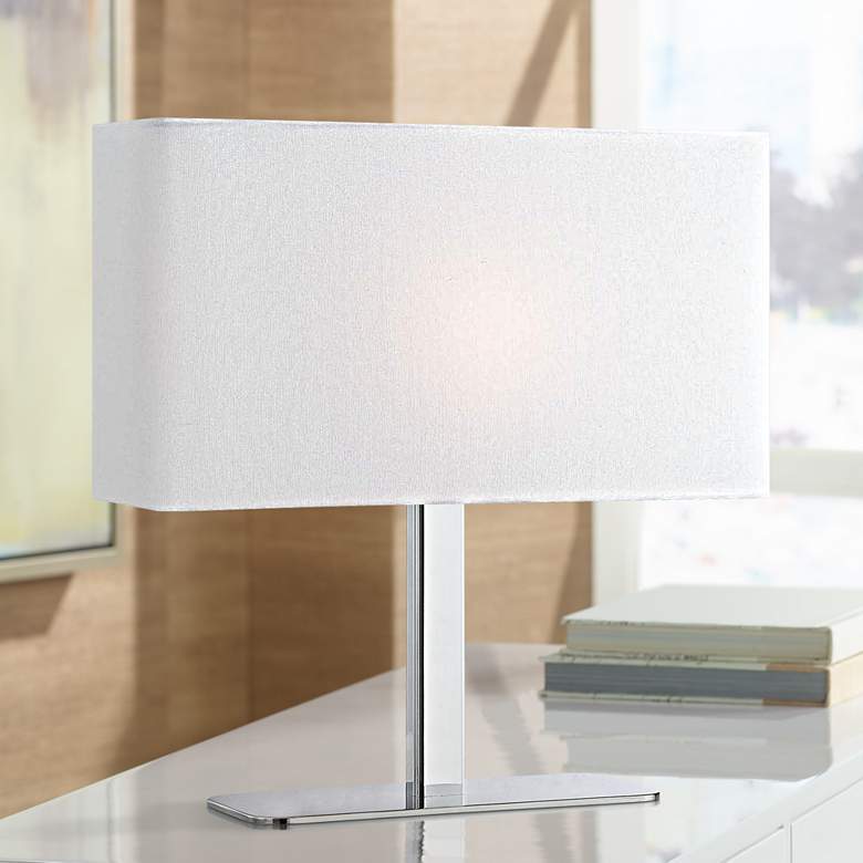 Image 1 Lite Source Levon White Shade 15 inch High Accent Table Lamp
