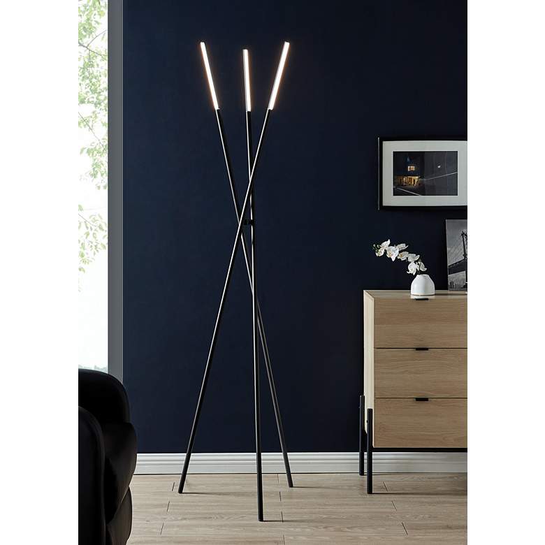 Image 1 Lite Source Lorant 73 1/2" Black Metal LED Modern Tripod Floor Lamp