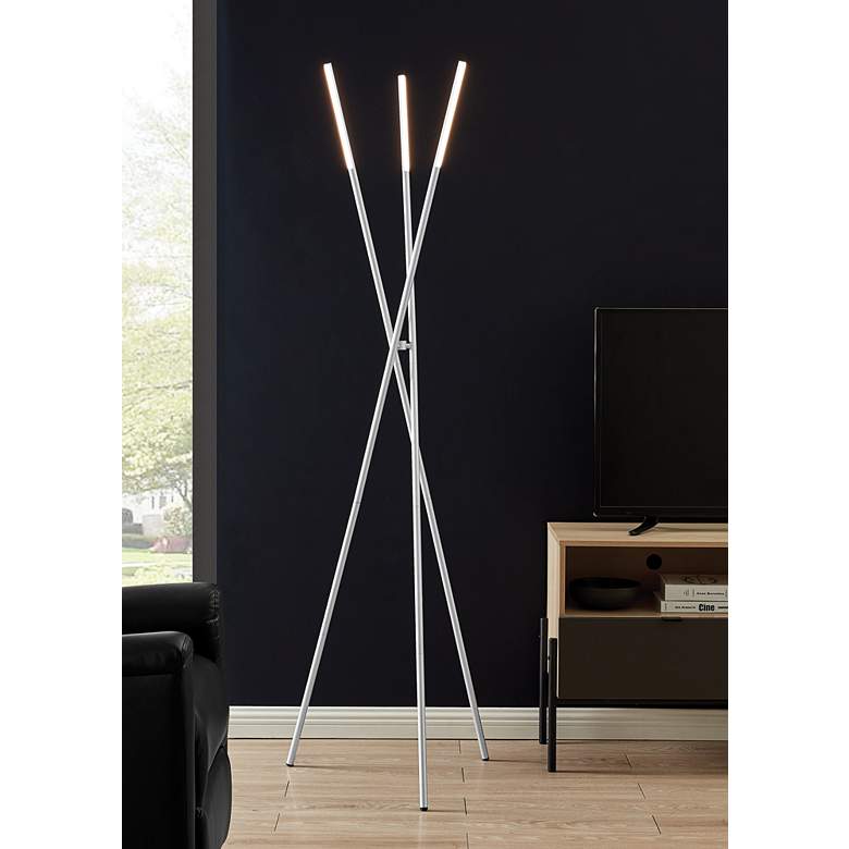 Image 1 Lite Source Lorant 73 1/2 inch Silver Metal LED Modern Tripod Floor Lamp