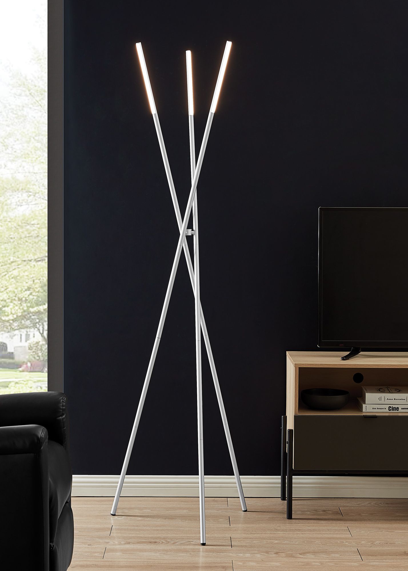 Lite Source Lorant Silver Metal LED Tripod Floor Lamp 275D0 Lamps Plus