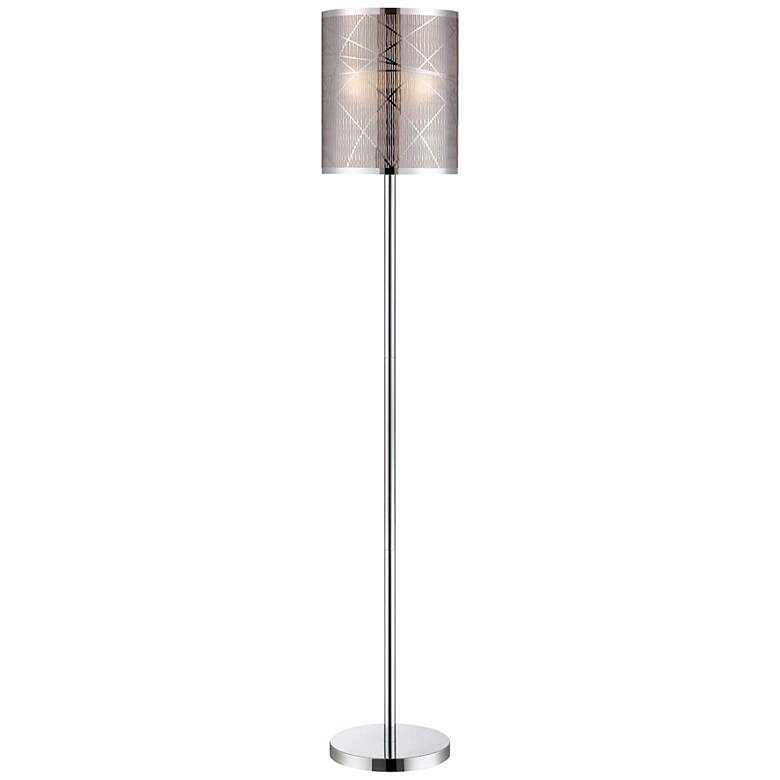 Image 1 Lite Source Lorenza Chrome Floor Lamp with Laser Cut Shade