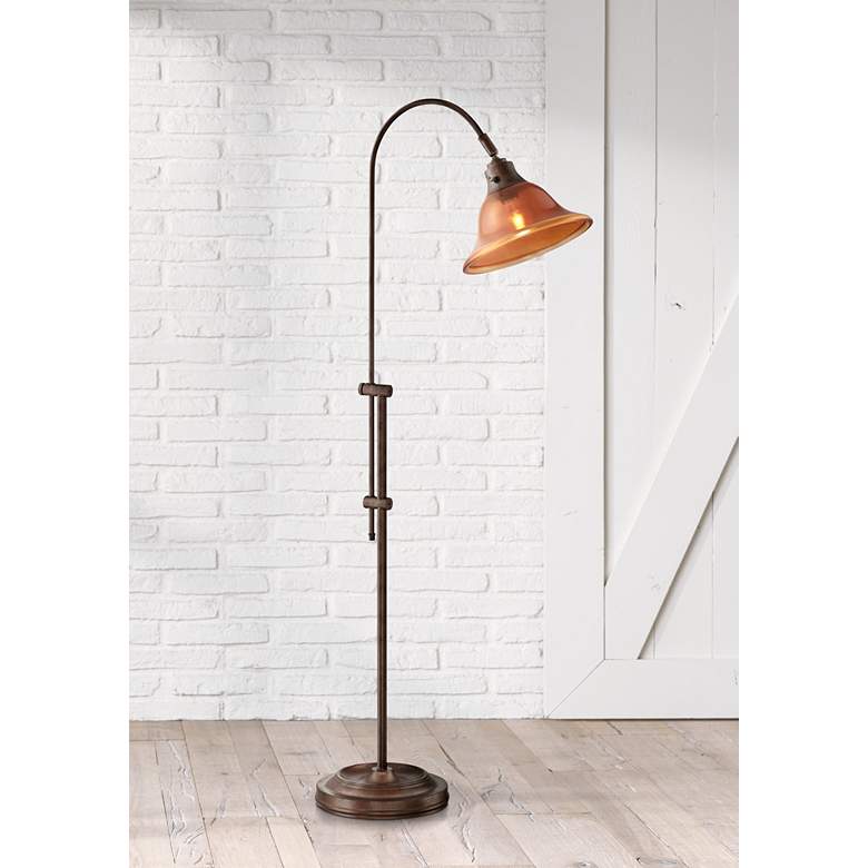 Image 1 Lite Source Loretta Amber Bell Rust Industrial Floor Lamp