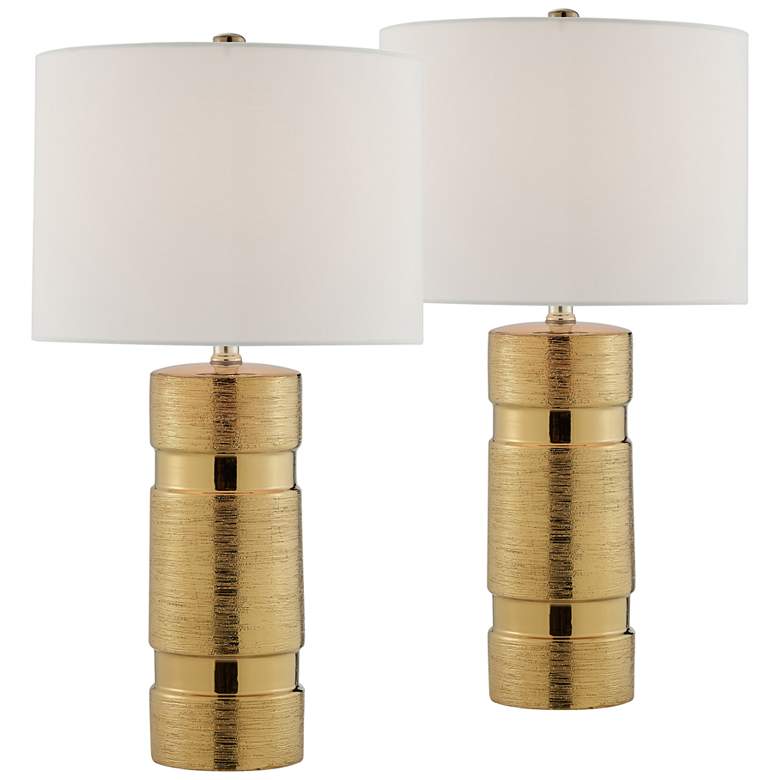Image 2 Lite Source Lucano 25" Brushed Gold Ceramic Table Lamps Set of 2