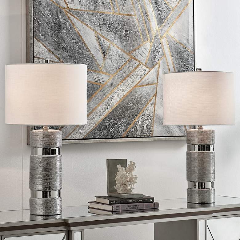 Image 1 Lite Source Lucano 25" High Silver Ceramic Table Lamps Set of 2