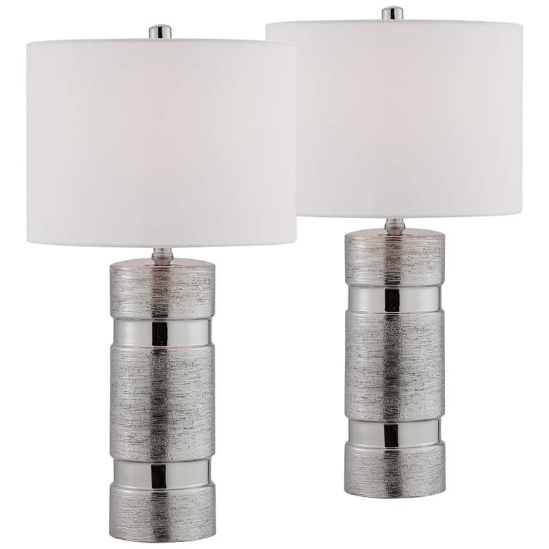 Image 2 Lite Source Lucano Silver Ceramic Table Lamps Set of 2
