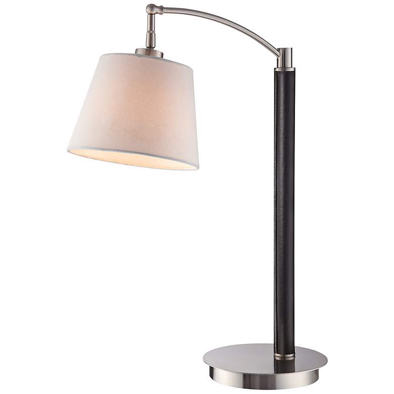 Image 1 Lite Source Lucio Black Leather and Chrome Desk Lamp