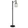 Lite Source Luken 60 1/2" Black and Seeded Glass Offset Arm Floor Lamp