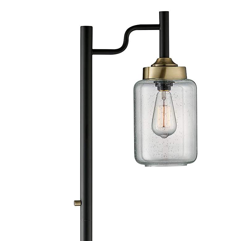Image 3 Lite Source Luken 60 1/2" Black and Seeded Glass Offset Arm Floor Lamp more views