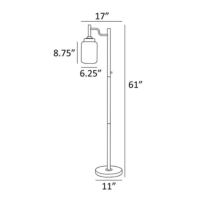 Image 6 Lite Source Luken 60 1/2" Black and Seeded Glass Offset Arm Floor Lamp more views