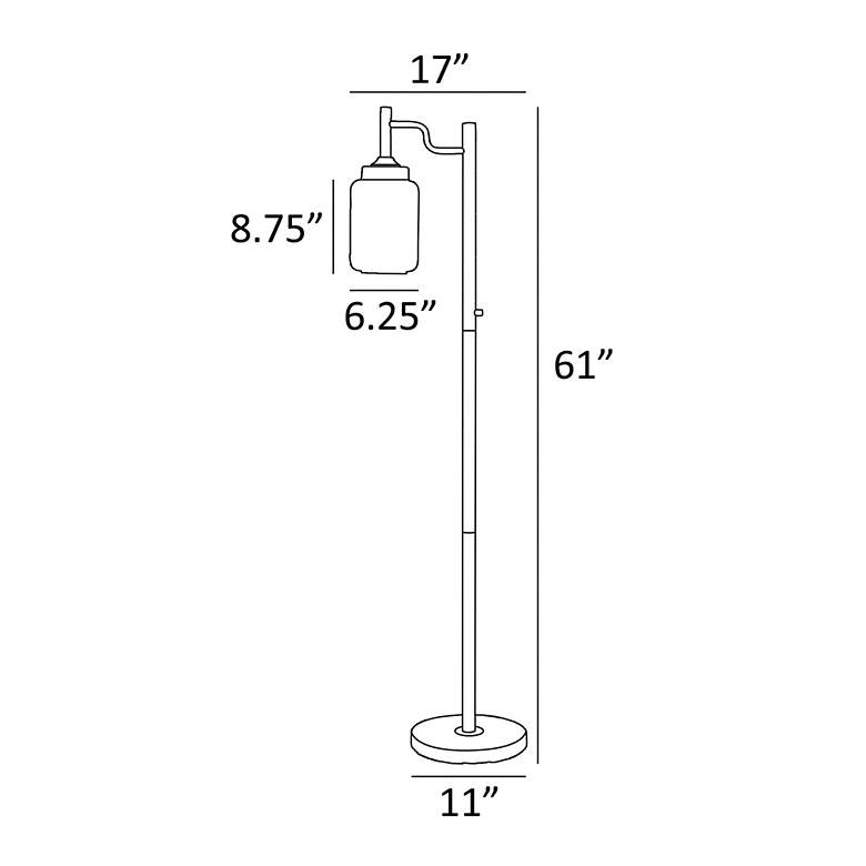 Image 6 Lite Source Luken 60 1/2 inch Black and Seeded Glass Offset Arm Floor Lamp more views