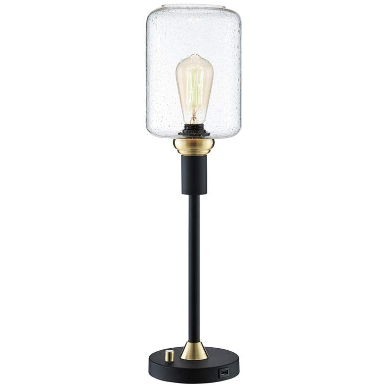 Image 5 Lite Source Luken Black and Brass Floor and Table USB Lamps Set of 3 more views