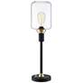 Lite Source Luken Black and Brass Floor and Table USB Lamps Set of 3