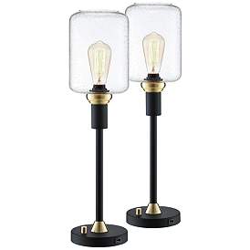Image2 of Lite Source Luken Black Metal Table Lamps Set of 2 with USB Ports