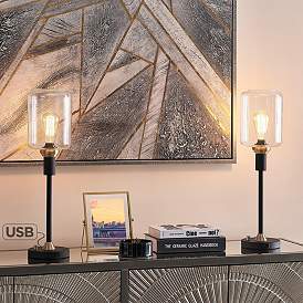 Image1 of Lite Source Luken Black Metal Table Lamps Set of 2 with USB Ports