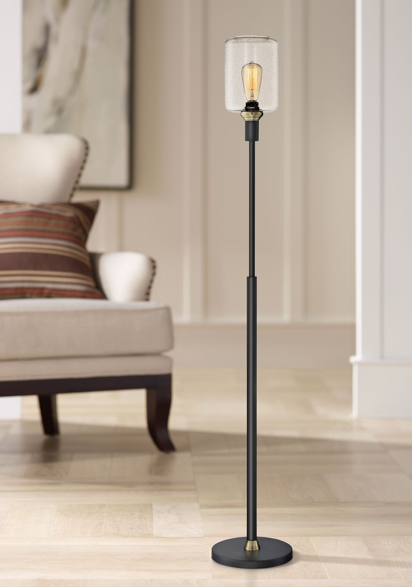 black floor uplighter lamp