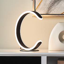 Image1 of Lite Source Luma 12 1/2" High Black LED Accent Table Lamp